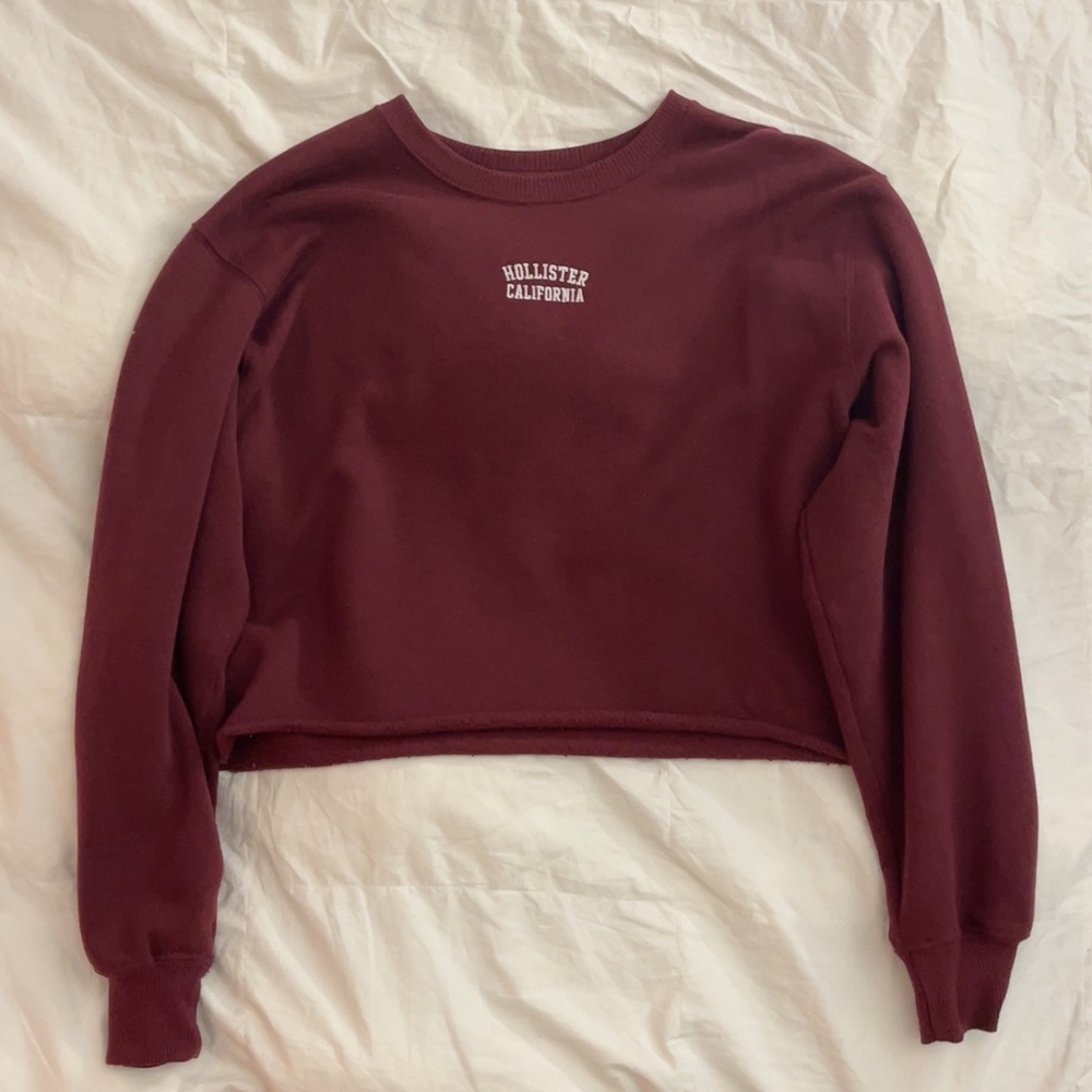 SOLD Hollister Burgundy Cropped Crewneck